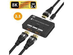 HDMI 2.1 Switch 8K Bi-Directional HDMI Switcher 2 in 1 Out HDMI Splitter 1 in 2 Out Supports 4K@120Hz, 8K@60Hz 48Gbps,HDCP 2.3,ARC,VRR for Xbox X, PS5, Blu-Ray, 8K UHD TV, Monitor and Projector HDMI 2.1 Switch 8K Bi-Directional HDMI Switcher 2 in 1 Out HDMI Splitter 1 in 2 Out Supports 4K@120Hz, 8K@60Hz 48Gbps,HDCP 2.3,ARC,VRR for Xbox X, PS5, Blu-Ray, 8K UHD TV, Monitor and Projector