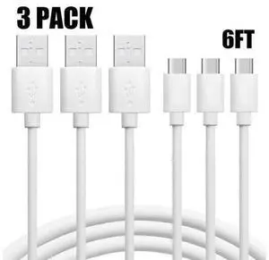 3 Pack USB A To Type C Charging Cable Power Cord Data Sync Lead For Samsung Galaxy S23 Ultra 5G S9 S10 S20 S21 S22 FE S23+ White 6 ft. 3 Pack USB A To Type C Charging Cable Power Cord Data Sync Lead For Samsung Galaxy S23 Ultra 5G S9 S10 S20 S21 S22 FE S23+ White 6 ft.