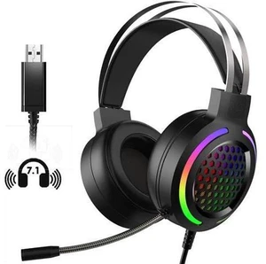 Gaming Headset with 7.1 Surround Sound,PC Lightweight Headset with Noise Canceling Mic,Bass Surround,Soft Memory Earmuffs,Rainbow Backlit for PC,PS4,Xbox One Controller (Adapter Not Included) Gaming Headset with 7.1 Surround Sound,PC Lightweight Headset with Noise Canceling Mic,Bass Surround,Soft Memory Earmuffs,Rainbow Backlit for PC,PS4,Xbox One Controller (Adapter Not Included)