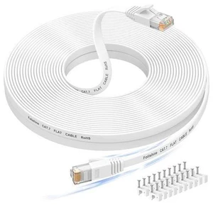 60 ft Ethernet Cable, Cat 6e/Cat6 Long Ethernet Cable with Snagless Rj45 Connector, High Speed Patch Cord Than Cat 5e/Cat 5, Flat White Shielded LAN Cable for Ethernet Network Switch, PS4 and Modem 60 ft Ethernet Cable, Cat 6e/Cat6 Long Ethernet Cable with Snagless Rj45 Connector, High Speed Patch Cord Than Cat 5e/Cat 5, Flat White Shielded LAN Cable for Ethernet Network Switch, PS4 and Modem