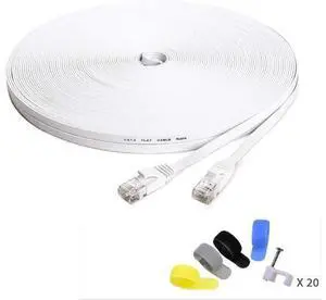 Cat 6 Ethernet Cable 150 ft White (at a Cat5e Price but Higher Bandwidth) Cat6 Flat Internet Network Cable - Computer LAN Cable + Free Cable Clips and Straps Cat 6 Ethernet Cable 150 ft White (at a Cat5e Price but Higher Bandwidth) Cat6 Flat Internet Network Cable - Computer LAN Cable + Free Cable Clips and Straps