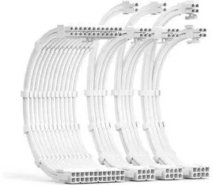 PSU Cable Extension Kit 30CM Length with Cable Combs 1x24Pin/1x8Pin(4+4) EPS/2x8Pin(6P+2P) PCI-E/PC Sleeved Cable for ATX Power Supply(White) PSU Cable Extension Kit 30CM Length with Cable Combs 1x24Pin/1x8Pin(4+4) EPS/2x8Pin(6P+2P) PCI-E/PC Sleeved Cable for ATX Power Supply(White)