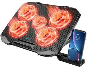 Laptop Cooling Pad for Computer Laptop Cooler for 12-15.6 Inch Notebooks, Laptop Cooling Stand with 5 Quiet Fans, 5 Height Adjustable,2 USB Ports, Phone Stand Laptop Cooling Pad for Computer Laptop Cooler for 12-15.6 Inch Notebooks, Laptop Cooling Stand with 5 Quiet Fans, 5 Height Adjustable,2 USB Ports, Phone Stand