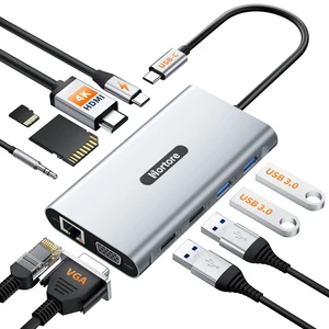 Docking Station USB C Hub Multiport Adapter Triple Display 4K@60Hz HDMI,VGA,RJ45,2 USB 3.0 and 2.0,SD/TF Card Reader,100W PD,USB C Dock for MacBook Pro/HP/DELL/Lenovo,Silver Docking Station USB C Hub Multiport Adapter Triple Display 4K@60Hz HDMI,VGA,RJ45,2 USB 3.0 and 2.0,SD/TF Card Reader,100W PD,USB C Dock for MacBook Pro/HP/DELL/Lenovo,Silver
