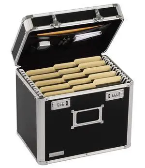 Locking File Organizer Box - 13.5 x 13.25 x 10.5 Inch Large, Portable Locking Storage Box for Filing Letters & Documents w/Combination Lock, Black Locking File Organizer Box - 13.5 x 13.25 x 10.5 Inch Large, Portable Locking Storage Box for Filing Letters & Documents w/Combination Lock, Black
