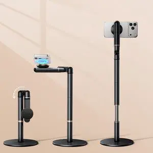 Height/Angle Adjustable Magnetic Phone Holder, 10"-25" Retractable Desk Phone Stand for Desk,720°Rotatable+180° flip, 360 Magnetic Phone Holder for Video Calls Kitchen Office Etc Height/Angle Adjustable Magnetic Phone Holder, 10"-25" Retractable Desk Phone Stand for Desk,720°Rotatable+180° flip, 360 Magnetic Phone Holder for Video Calls Kitchen Office Etc