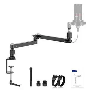 Low Profile Mic Arm Desk Stand Mount with Damping, 360° Swivel Articulating Boom Arms with Heighten Pole & Cable Management Channels for Microphone Podcast Gaming Streaming Zoom Calls, MST002 Low Profile Mic Arm Desk Stand Mount with Damping, 360° Swivel Articulating Boom Arms with Heighten Pole & Cable Management Channels for Microphone Podcast Gaming Streaming Zoom Calls, MST002