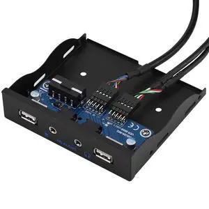 Front Panel USB Hub 3.5 Inches Floppy Front Panel 2 Port USB 2.0 with HD Audio Mic Output Port for Desktopwith 9Pin Cable Front Panel USB Hub 3.5 Inches Floppy Front Panel 2 Port USB 2.0 with HD Audio Mic Output Port for Desktopwith 9Pin Cable