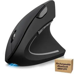 Ergonomic Mouse Rechargeable Bluetooth - 4800 DPI Vertical Mice 6 Adjustable Levels, Wireless Optical Carpal Tunnel Mouse Right Hand, Multi Device for Laptop, PC, Computer, MacBook - Black Ergonomic Mouse Rechargeable Bluetooth - 4800 DPI Vertical Mice 6 Adjustable Levels, Wireless Optical Carpal Tunnel Mouse Right Hand, Multi Device for Laptop, PC, Computer, MacBook - Black