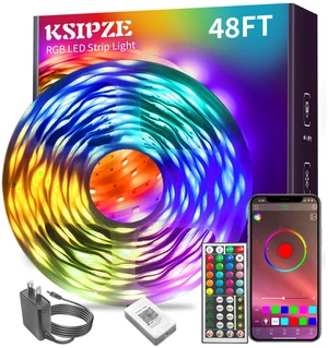 Led Lights for Bedroom 48ft Led Strip Lights with Remote RGB Color Changing Music Sync Bluetooth Smart App Control for Room Bedroom Lighting Flexible Home Décor Led Lights for Bedroom 48ft Led Strip Lights with Remote RGB Color Changing Music Sync Bluetooth Smart App Control for Room Bedroom Lighting Flexible Home Décor