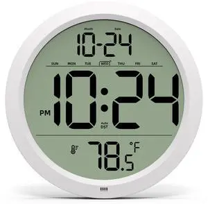 Digital Wall Clock with Date, Indoor Temperature, Auto-DST, Battery-Operated Digital Clock, 8 Inch Small Decorative Wall Clock for Bedroom, Living Room, Home, Kitchen, Office, Modern, Electric, Simple Digital Wall Clock with Date, Indoor Temperature, Auto-DST, Battery-Operated Digital Clock, 8 Inch Small Decorative Wall Clock for Bedroom, Living Room, Home, Kitchen, Office, Modern, Electric, Simple