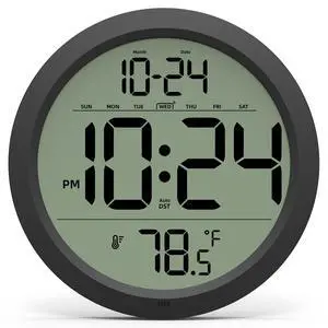 Digital Wall Clock with Date, Indoor Temperature, Auto-DST, Battery-Operated Digital Clock, 8 Inch Small Decorative Wall Clock for Bedroom, Living Room, Home, Kitchen, Office, Modern, Electric, Simple Digital Wall Clock with Date, Indoor Temperature, Auto-DST, Battery-Operated Digital Clock, 8 Inch Small Decorative Wall Clock for Bedroom, Living Room, Home, Kitchen, Office, Modern, Electric, Simple