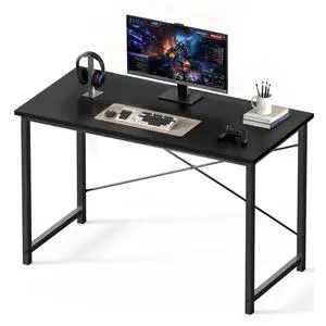 47 Inch Computer Office Desk for Small Spaces, Writing Gaming Work Desk Modern Study Table with Storage Bag & Headphone Hook Home Bedroom, Black 47 Inch Computer Office Desk for Small Spaces, Writing Gaming Work Desk Modern Study Table with Storage Bag & Headphone Hook Home Bedroom, Black