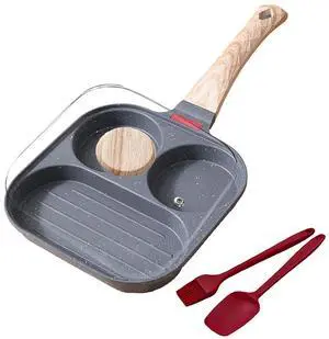 Egg Frying Pan 3-In-1 Divided Nonstick Egg Pan with Lid Breakfast Grill Pan Skillet Compatible with Gas Stove & Induction Cooktops (Gray, 3 Hole With Lid) Egg Frying Pan 3-In-1 Divided Nonstick Egg Pan with Lid Breakfast Grill Pan Skillet Compatible with Gas Stove & Induction Cooktops (Gray, 3 Hole With Lid)