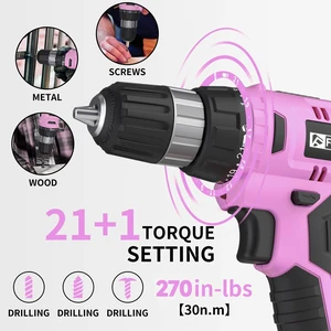 Cordless Drill Set, 20V Electric Power Drill with Battery And Charger, Torque 30N, 21+1 Torque Setting, 3/8-Inch Keyless Chuck, Driver Bits Kit, with LED Electric Drill Set. Pink) Cordless Drill Set, 20V Electric Power Drill with Battery And Charger, Torque 30N, 21+1 Torque Setting, 3/8-Inch Keyless Chuck, Driver Bits Kit, with LED Electric Drill Set. Pink)