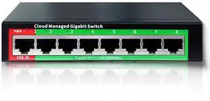 8-Port Gigabit Ethernet Switch | Smart Managed with VLAN & QoS | Plug & Play Desktop/Wall-Mount Network Hub w/ PoE in Design | Metal Housing & Web Managed(Includes Power Adapter) 8-Port Gigabit Ethernet Switch | Smart Managed with VLAN & QoS | Plug & Play Desktop/Wall-Mount Network Hub w/ PoE in Design | Metal Housing & Web Managed(Includes Power Adapter)