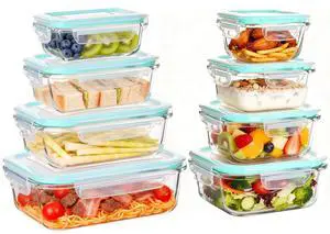 8 Pack Glass Food Storage Containers with Lids, Meal Prep Containers, Airtight Bento Boxes with Leak Proof Locking for Microwave, Oven, Freezer and Dishwasher, BPA Free5oz to 36oz 8 Pack Glass Food Storage Containers with Lids, Meal Prep Containers, Airtight Bento Boxes with Leak Proof Locking for Microwave, Oven, Freezer and Dishwasher, BPA Free5oz to 36oz