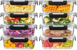 8 Pack 36OZ Glass Food Storage Containers with Lids, Meal Prep Containers, Airtight Bento Boxes with Leak Proof Locking for Microwave, Oven, Freezer and Dishwasher, BPA Free 8 Pack 36OZ Glass Food Storage Containers with Lids, Meal Prep Containers, Airtight Bento Boxes with Leak Proof Locking for Microwave, Oven, Freezer and Dishwasher, BPA Free