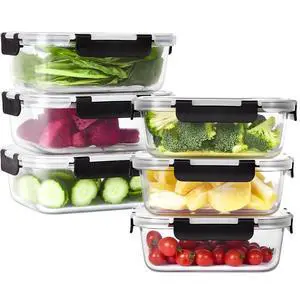 Glass Food Storage Containers with Lids Set of 6, 36 OZ Meal Prep Containers for Lunch, 4.5 Cup Airtight Glass Lunch Containers Set, Microwave, Oven, Freezer & Dishwasher Safe, BPA-Free Glass Food Storage Containers with Lids Set of 6, 36 OZ Meal Prep Containers for Lunch, 4.5 Cup Airtight Glass Lunch Containers Set, Microwave, Oven, Freezer & Dishwasher Safe, BPA-Free