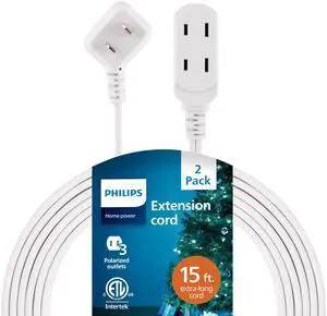2-Pack Indoor Extension Cord Power Strip 15 ft, Flat Plug 2-Pack Indoor Extension Cord Power Strip 15 ft, Flat Plug