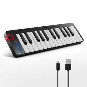 Mini MIDI Keyboard, N-25 25 Key MIDI Controller for Beginner with Velocity-Sensitive Mini Keys&Light-up Rocker&Music Production Software, Small Controlador MIDI with 40 Teaching Courses Mini MIDI Keyboard, N-25 25 Key MIDI Controller for Beginner with Velocity-Sensitive Mini Keys&Light-up Rocker&Music Production Software, Small Controlador MIDI with 40 Teaching Courses
