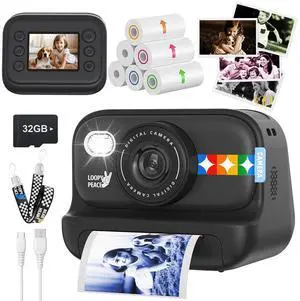 Kids Color Instant Print Camera Kids Camera with 5 Color Photo Paper, 48MP & 1080P Video, 21 Fun Frames, 32G Card, Christmas/Birthday Gifts for Girls and Boys Ages 3 4 5 6 7 8 9 10 11 12 - Black Kids Color Instant Print Camera Kids Camera with 5 Color Photo Paper, 48MP & 1080P Video, 21 Fun Frames, 32G Card, Christmas/Birthday Gifts for Girls and Boys Ages 3 4 5 6 7 8 9 10 11 12 - Black