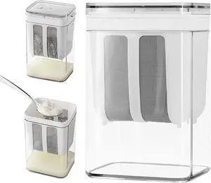 Greek Yogurt Strainer, 1800ml Multi Yoghurt Maker Strainer with Fine Mesh Bag & Lid for Thick Greek Yogurt, Soybean Milk, Kefir, Berries, Soup, Fruit Juice, Coffee Greek Yogurt Strainer, 1800ml Multi Yoghurt Maker Strainer with Fine Mesh Bag & Lid for Thick Greek Yogurt, Soybean Milk, Kefir, Berries, Soup, Fruit Juice, Coffee