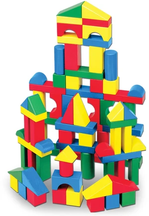 Wooden Building Blocks, 100-Piece Set of Sorting & Stacking Toys in 4 Colors and 9 Shapes, Classic Toddler Toys for Girls & Boys Ages 2+ - FSC Certified Wooden Building Blocks, 100-Piece Set of Sorting & Stacking Toys in 4 Colors and 9 Shapes, Classic Toddler Toys for Girls & Boys Ages 2+ - FSC Certified