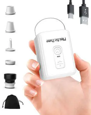 Mini Air Pump for Inflatables with 1600mAh Battery USB Rechargeable, Portable Air Mattress Pump to Inflate Deflate for Pool Floats, Air Bed, Air Mattress Swimming Ring, Vacuum Bags, White Mini Air Pump for Inflatables with 1600mAh Battery USB Rechargeable, Portable Air Mattress Pump to Inflate Deflate for Pool Floats, Air Bed, Air Mattress Swimming Ring, Vacuum Bags, White
