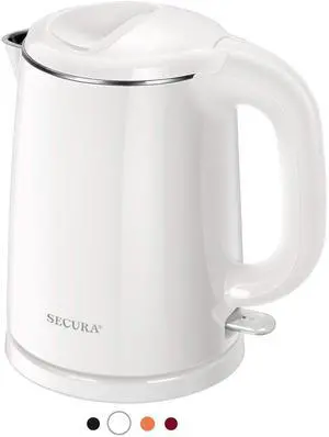 Stainless Steel Double Wall Electric Kettle Water Heater for Tea Coffee w/Auto Shut-Off and Boil-Dry Protection, 1.0L (White) SWK-1001DW/HB-K012 Stainless Steel Double Wall Electric Kettle Water Heater for Tea Coffee w/Auto Shut-Off and Boil-Dry Protection, 1.0L (White) SWK-1001DW/HB-K012