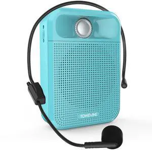 Voice Amplifier, Towevine Portable Rechargeable Microphone Speaker with Headset and Waistband for Teachers, Classroom, Singing, Coach, Training, Presentation, Tour Guide - Blue Voice Amplifier, Towevine Portable Rechargeable Microphone Speaker with Headset and Waistband for Teachers, Classroom, Singing, Coach, Training, Presentation, Tour Guide - Blue