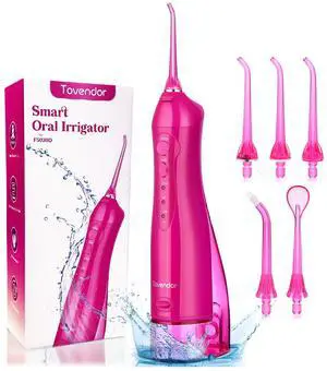 Electric Water Dental Flosser Teeth Pick, Cordless Flossers Oral Irrigator IPX7 Waterproof 300ML Rechargeable Travel Water Teeth Cleaner with 5 Tips for Home Braces Care Gums Deep Cleaning Electric Water Dental Flosser Teeth Pick, Cordless Flossers Oral Irrigator IPX7 Waterproof 300ML Rechargeable Travel Water Teeth Cleaner with 5 Tips for Home Braces Care Gums Deep Cleaning