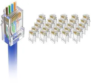 Cat6 RJ45 Pass Through Connectors, Gold Plated 8P8C, UL Listed, 25Pcs Cat6 RJ45 Pass Through Connectors, Gold Plated 8P8C, UL Listed, 25Pcs