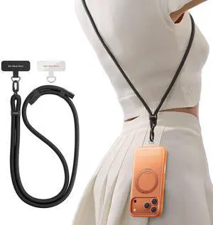 Phone Lanyard Crossbody with 2 Phone Tabs, Adjustable Anti Theft Phone Strap for All Phones, Premium Metal Buckles, Skin-Friendly, Universal Cell Phone Neck lanyard for Travel Essentials, Black Phone Lanyard Crossbody with 2 Phone Tabs, Adjustable Anti Theft Phone Strap for All Phones, Premium Metal Buckles, Skin-Friendly, Universal Cell Phone Neck lanyard for Travel Essentials, Black