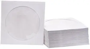 Premium White Paper CD, DVD, Blu-Ray Disc Sleeves with Clear Window and Flap, 100gsm Paper Envelopes for Disc Storage, Space-Saving Design, 100 Pack. Premium White Paper CD, DVD, Blu-Ray Disc Sleeves with Clear Window and Flap, 100gsm Paper Envelopes for Disc Storage, Space-Saving Design, 100 Pack.