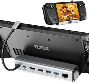 6-in-1 Docking Station,Steam Deck Dock for OLED/ROG Ally/Legion Go/MSI Claw,4K@60Hz USB C Hub with HDMI 2.0,1000Mbps Ethernet, 3 Port USB-A 3.0 and 100W Full Speed Charging 6-in-1 Docking Station,Steam Deck Dock for OLED/ROG Ally/Legion Go/MSI Claw,4K@60Hz USB C Hub with HDMI 2.0,1000Mbps Ethernet, 3 Port USB-A 3.0 and 100W Full Speed Charging