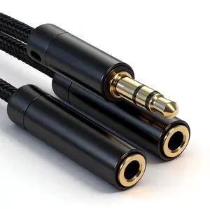 Headphone Splitter, Premium Gold Plated 3.5mm Aux Cable Y Audio Splitter, Nylon Braided Stereo Dual Headphone Jack Cord 1 in 2 Way Out Headset Splitter for PC, Phones, Switch, Tablet Headphone Splitter, Premium Gold Plated 3.5mm Aux Cable Y Audio Splitter, Nylon Braided Stereo Dual Headphone Jack Cord 1 in 2 Way Out Headset Splitter for PC, Phones, Switch, Tablet