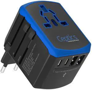5 in 1 Universal Travel Adapter, 2 USB-A + 2 USB-C, 4 Plug Outputs 5 in 1 Universal Travel Adapter, 2 USB-A + 2 USB-C, 4 Plug Outputs