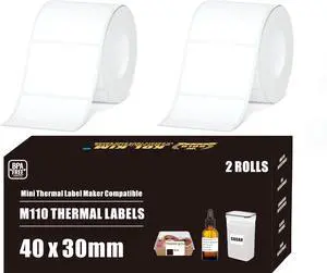 M110 Thermal Labels, 1.57''x1.18'' Compatible for Phomemo Printer M110 M220 M200 M120 M221 Labels Print Master Refill for NADA Print N20 Label Refill Clabel 221B 40x30mm 2 Rolls White M110 Thermal Labels, 1.57''x1.18'' Compatible for Phomemo Printer M110 M220 M200 M120 M221 Labels Print Master Refill for NADA Print N20 Label Refill Clabel 221B 40x30mm 2 Rolls White