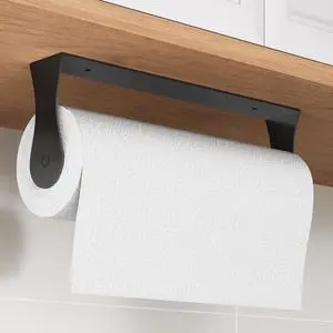 Paper Towel Holder Under Cabinet, Stainless Steel, Wall Mount, Black Adhesive Paper Roll Holder for Kitchen and Bathroom Paper Towel Holder Under Cabinet, Stainless Steel, Wall Mount, Black Adhesive Paper Roll Holder for Kitchen and Bathroom