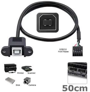 50cm USB 2.0 9pin 10pin Motherboard Header to USB Standard Type-B Female Extension Cable with Nuts for Panel Mount 50cm USB 2.0 9pin 10pin Motherboard Header to USB Standard Type-B Female Extension Cable with Nuts for Panel Mount