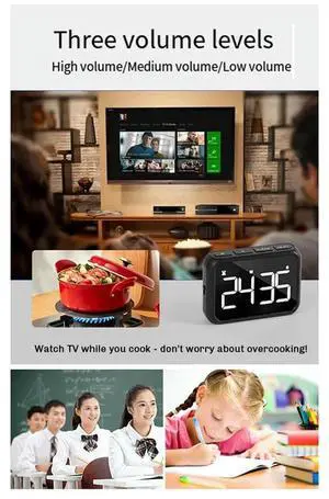 Timer For Kids, Kitchen Timers, Digital Timer For Cooking, Magnetic Countdown Timer For Exercise, Study, Oven Black Timer For Kids, Kitchen Timers, Digital Timer For Cooking, Magnetic Countdown Timer For Exercise, Study, Oven Black