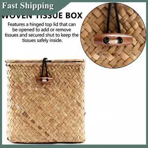 2 Pack Square Seagrass Facial Tissue Box - Decorative Woven Paper Holder Napkin Dispenser - Straw Tissue Box Cover 2 Pack Square Seagrass Facial Tissue Box - Decorative Woven Paper Holder Napkin Dispenser - Straw Tissue Box Cover