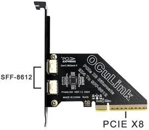 PCIeX8 To 2 Port Oculink SFF 8611 8612 Expansion Adapter Convert Card PCIE External Oculink Adapter for Os // Linux PCIeX8 To 2 Port Oculink SFF 8611 8612 Expansion Adapter Convert Card PCIE External Oculink Adapter for Os // Linux