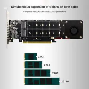 PCIeX16 To M.2 RAID Adapter M Key 4 NVME Expansion Card 4x32Gbps M2 NVME Extended Card Support SSD 2280/2260/2242/2230 PCIeX16 To M.2 RAID Adapter M Key 4 NVME Expansion Card 4x32Gbps M2 NVME Extended Card Support SSD 2280/2260/2242/2230