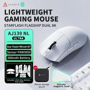 AJAZZ AJ139P NL V3 Ultra Star Flash Esports Mouse Magnetic Base with Dual 8K PAW3950 Low Latency Long Pull AJAZZ AJ139P NL V3 Ultra Star Flash Esports Mouse Magnetic Base with Dual 8K PAW3950 Low Latency Long Pull