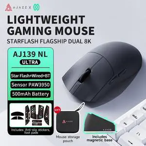 AJAZZ AJ139P NL V3 Ultra Star Flash Esports Mouse Magnetic Base with Dual 8K PAW3950 Low Latency Long Pull (Black) AJAZZ AJ139P NL V3 Ultra Star Flash Esports Mouse Magnetic Base with Dual 8K PAW3950 Low Latency Long Pull (Black)