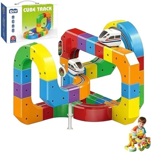 51PCS Magic 3D Cube Track Train Set, USB Rechargeable Electric Building Block Rail Track, DIY STEM Educational Toy, Christmas Birthday Gift for Kids Boys Girls 51PCS Magic 3D Cube Track Train Set, USB Rechargeable Electric Building Block Rail Track, DIY STEM Educational Toy, Christmas Birthday Gift for Kids Boys Girls