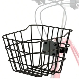 Sturdy steel front bicycle basket with fixed bracket, anti-rust design, suitable for installation at the front of electric bicycles, compatible with most children's and adult bicycles on the market Sturdy steel front bicycle basket with fixed bracket, anti-rust design, suitable for installation at the front of electric bicycles, compatible with most children's and adult bicycles on the market