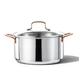 8 Qt Tri-Ply Stainless Steel Stockpot, Non-Toxic Stock Pot with Lid, Soup Pot for Pasta, Even Heating, Oven Safe, Induction, Ceramic and Gas Cooktops Compatible, Sliver 8 Qt Tri-Ply Stainless Steel Stockpot, Non-Toxic Stock Pot with Lid, Soup Pot for Pasta, Even Heating, Oven Safe, Induction, Ceramic and Gas Cooktops Compatible, Sliver